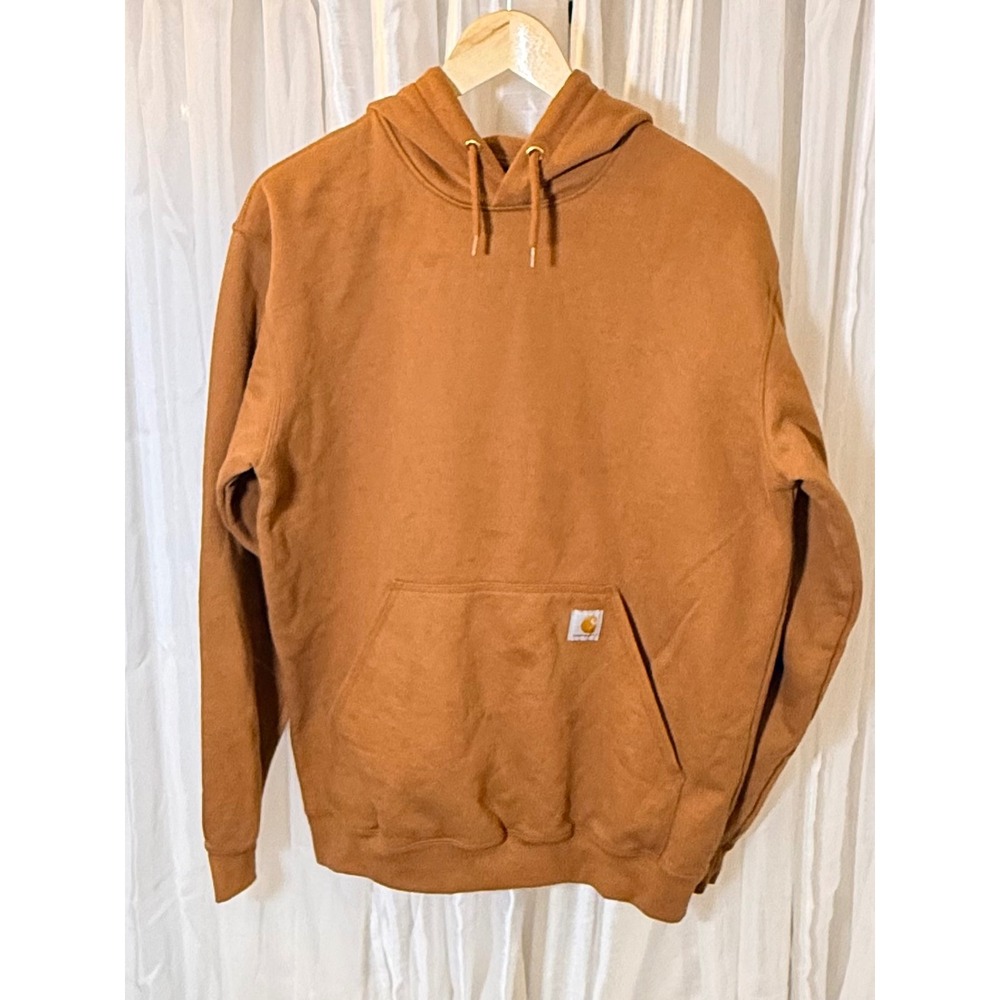 Carhartt Hoodie Mens Medium Brown Loose Fit Sleeve Graphic Pullover Sweatshirt